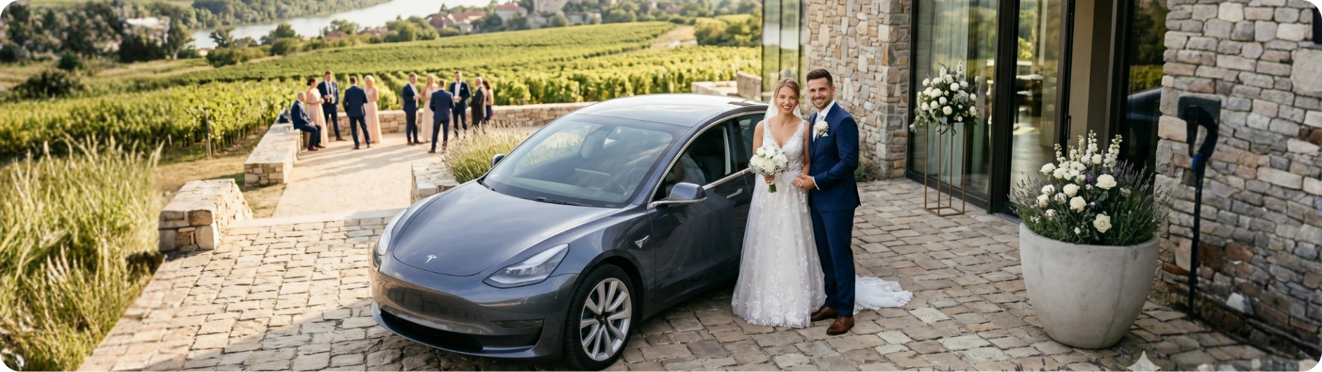 Tesla Model 3 esküvői autó sofőrrel
